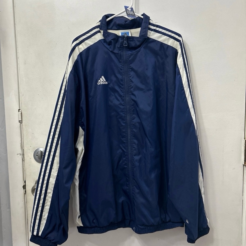 Vintage Adidas 3 stripe lined wind breaker jacket Size 2XL